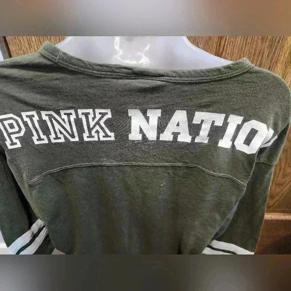 Pink Victoria's Secret “Pink Nation” 3/4 Sleeve T-Shirt Top - Size Small - Picture 4 of 5